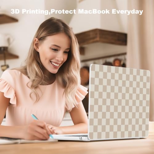 Teryeefi Khaki Checkered Case for MacBook Air 13.6 inch M5 M4 M3 M2 (2022-2026 Release) - Image 3