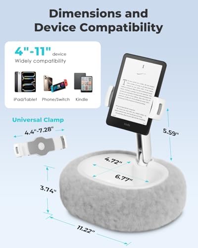 Viozon Tablet Pillow Stand,Kindle Pillow Stand, Compatible with 4-11" Tablet/Phone with Small Bowl, Kindle Holder Accessories,Idea for Reading and Video Watching On Bed,Gray - Image 4