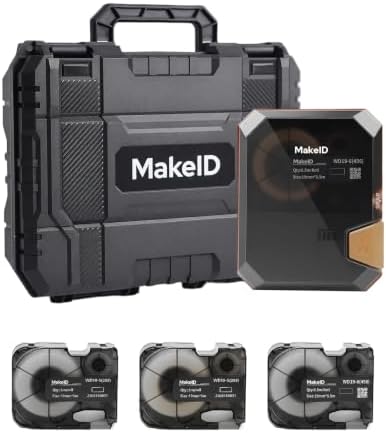 Makeid P31S Industrial Label Maker with 3 Cartridges & Hard Case Bundle by MakeID