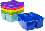 Storex 2-Compartment Large Craft Caddy – Multipurpose Classroom Organizer with Handle, Assorted Colors, 6-Pack (00948A06C) - Image 2