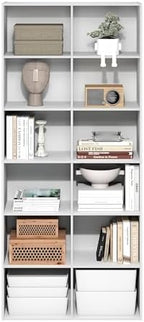 Furinno Basic Book Shelf, 12-Cube Bookshelf, Bookcase with Open Shelf, Cube Storage Organizer, 12 x 32 x 71, for Living Room, Home Office, White - Image 5