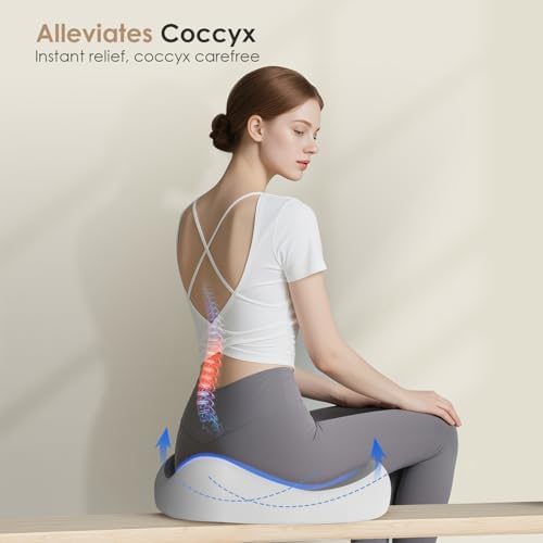 FLORICH Car Seat Cushion for Driving, Memory Foam Seat Cushion for Car Office Chair, Ergonomic Office Seat Chair Cushion for Sciatica Pain Relief, Larger Car Seat Cushion for Trunk - Gray - Image 6
