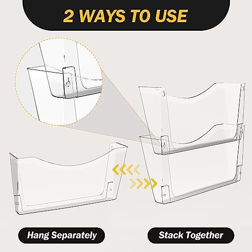 Kuntine.B 6 Pack Clear Single Pocket File Holder Hanging Wall Organizer, Wall Mount Mails Magazines Organizer for Office and Home - Image 4