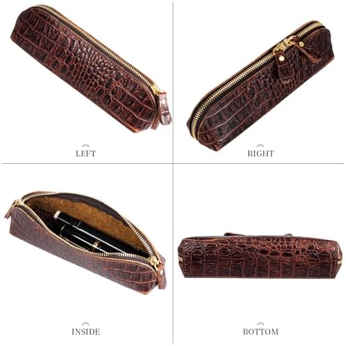 Gexmil Genuine Leather Pen Case, Hand-made Stationery Bag for Work Office - Image 4