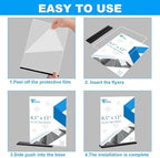 EHWINE 12 Pack Acrylic Sign Holder 8.5 x 11, Double-Sided Stand up Table Top Sign Holders, Clear Acrylic Picture Frame Menu Flyer Paper Holder Display Stand for Office Business Store Wedding Party(Black Base) - Image 5