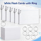 Yexiya 250 Pcs 5 x 8 Inch Index Cards with Rings Hole Punched Notecards - Image 3