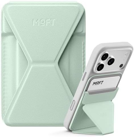 MOFT Magnetic Wallet Stand Compatible with iPhone 17/16/15/14/13/12 Series, Angle Adjustment & Magsafe Compatible MOVAS Phone Stand,Peppermint by MOFT