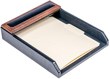 DACASSO Wood & Leather Desk Set - Luxury Leather Desk Pad & Desk Organization Essentials - Office Organization & Executive Desk Decor - (Walnut and Black, 8 Piece) - Image 6