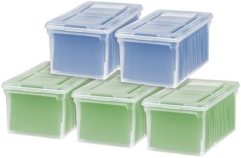 IRIS USA 5-Pack 44 Qt. Letter File Box with Hinged Lid, Clear by IRISUSA