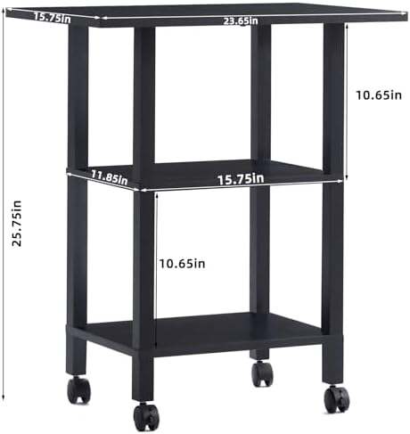 YUFAM 3 Tier Home Printer Stand with Storage, Black - Image 2