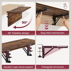 Desk Extender Tray, 48"×12" Clamp-On Arm Rest Shelf, 90° Foldable Computer Elbow Support for Office Home, Space-Saving Keyboard Mouse Tray (Vintage Burnt Color) - Image 5