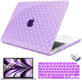 Teryeefi for MacBook Air 13 inch Case M5 M4 M3 M2 (2022-2026 Release) Model A3449 A3240 A3113 A268, Plastic Hard Shell & Keyboard Cover & Screen Film for MacBook Air 13.6 inch Case - Purple Polka Dots by Teryeefi