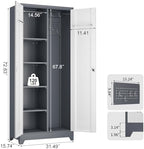 72.8" H Metal Garage Storage Cabinets with Doors and Shelves, Broom Closet Storage Cabinet, Tool Cabinets with Hanging Rod, Cleaning Storage Cabinets for Garage, Office, Laundry Room - Image 3