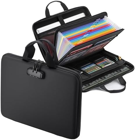 EXLIFBAG Fireproof Document Box with Lock, 13 Pocket Accordion File Folder by EXLIFBAG