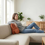 Pat. Pend. Corduroy Back Support Pillow for Bed Sitting and Headboard Support, Lumbar Cushion for Relaxing and Watching TV, Triangle Backrest Pillow, Brick Red - Image 5