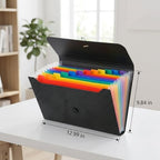 6 Pack Expanding File Folder, 13 Pockets Accordion File Organizer, A4 Letter Size Plastic Document Holder with Colored Tabs, Monthly Bill Receipt Sorter for Home Office School - Image 2