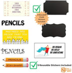 2Fold Pencil Dispenser for Classroom - Stainless Steel Bulk Pencil Holder for Desk - Includes Removable Label Stickers - Teacher Must Haves for Organization - Holds up to 200 Pencils (Red) - Image 2