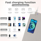 Wireless Charging Mouse Pad Firelison 2 in 1 Leather Multifunctional Office Desk Pad with Non-Slip Rubber Base, Waterproof Desk pad for Computers/Office/Work/Home/Decor（ 36" x 17"Grey - L） - Image 2