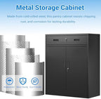BESFUR Metal Storage Cabinet with Doors and Shelves, 36" H Locking Storage Cabinet with 1 Drawers, Reinforced Heavy Duty Metal Cabinets for Garage, Office, Home(Black) - Image 5