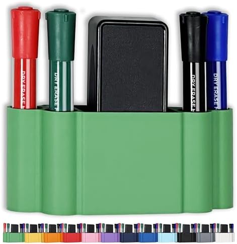 Glassboard Studio Magnetic Dry Erase Marker Holder - Super Strong for Magnetic Glass Whiteboard or Fridge - 2 Large Neodymium Magnets - No Slip Grip - Eco-Friendly PLA Plastic (Spring Green) by GlassboardStudio