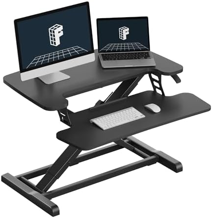 FLEXISPOT Standing Desk Converter 28" Desk Riser for Small Spaces, Compact Desktop Riser Sit Stand Computer Workstation, Stand Up Desk Converter for Laptop & Single Monitor, Black by Unknown