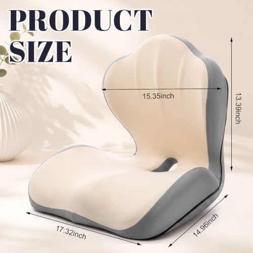 Chumia Ergonomic Seat Cushion Back Support for Office Chair Car, Beige Gray - Image 2