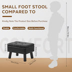 Storage Ottoman, Small Foot Stool Ottoman with Storage, Faux Leather Foot Rest with Wood Legs, Footstool for Living Room, Bedroom, Entryway, Black - Image 2