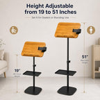 Floor Book Stand for Reading, Height Adjustable 19-51 Inch Wood Panel Holder with Page Clips and Phone Holder for Sheet Music, Cookbook, Tablet, Portable Standing Home Use - Image 6