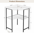 VECELO Small Corner Desk, Triangle Computer Desk with Storage Shelves for Small Spaces, 33 x 30 inches Corner Makeup Table for Home Office Bedroom, White - Image 3