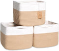 NaturalCozy Storage Cubes 9”x9”x7”Cotton Rope Woven Baskets for Organizing 3-Pack | 9 Inch Cube Storage Bin | Small Basket for Shelf Nursery, Pantry, Decorative Plant, Bathroom Closet, Toy Gift by NaturalCozy