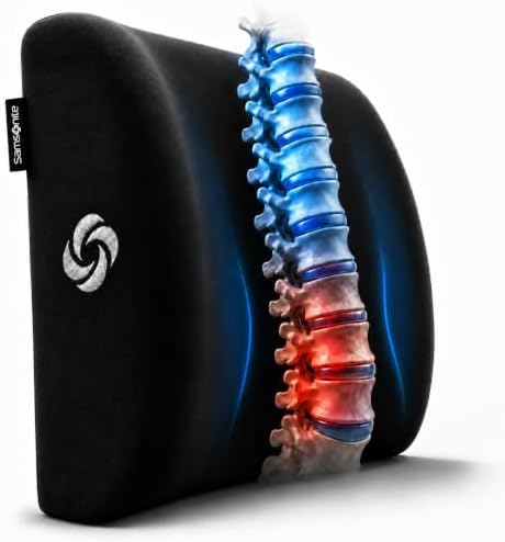 Samsonite Lumbar Support Pillow for Office Chair and Car Seat, Perfectly Balanced Memory Foam, Versatile Use Lower Back Cushion, Black Plush by Unknown