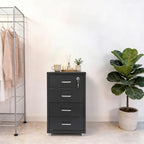 4 Drawer Vertical File Cabinet, Beige Metal File Cabinet with Lock(Black) - Image 7