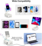 Gifts for Men Women, Bluetooth Speaker Phone Stand with Charging Function 360° Rotable Adjustable Cell Phone Holder HD Surround Sound for Desk Fits All Phones,Tablet (White) - Image 5