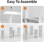 JLD Wood Adjustable 5-Shelf Desktop Bookshelf, Expandable Office Storage Rack, White - Image 6
