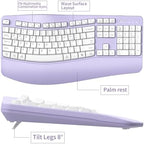 Wireless Keyboard and Mouse Combo,2.4G Ergonomic Wave Keys(Purple) - Image 7