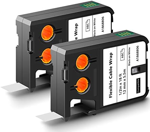 2 Pack Compatible for Dymo XTL Labels 1868806 1/2" Black on White by KCMYTONER