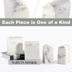 Koville Natural Marble Bookends for Shelves, 13LBS Ultra Heavy Duty Marble Book Holders Organizer, Non-Slip Book Ends, Apartment Decor for Movies/CDs/Video Games - Image 3