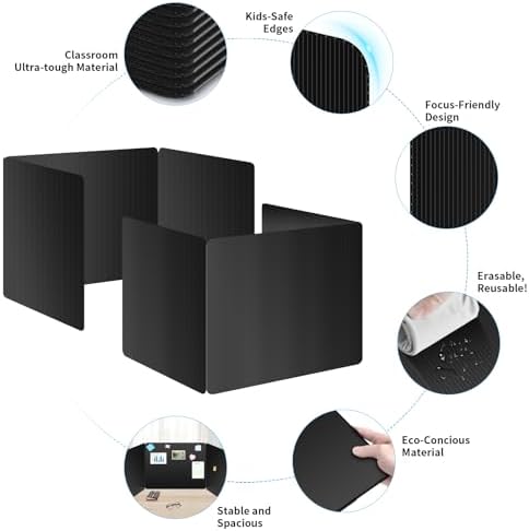 30 Pack Black Desk Dividers for Students, Privacy Shields Folder for Students, Durable & Waterproof Plastic Study Board, Classroom Teacher Supplies Test Divider, Includes Extra Labels - Image 3