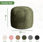 HIGOGOGO Round Stuffed Pouf Ottoman, Corduroy Poufs with High-Density Foam Filling, Furry and Fluffy Pouf Foot Stool Storage Ottoman, 20 X 15 Floor Poufs Foot Rest for Living Room, Green - Image 3