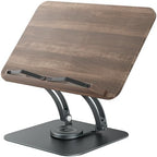 Tounee Book Stand for Reading, Adjustable Book Holder with 360° Swivel Base, Foldable Cookbook Stand Recipe Book Holder with Elastic Page Clips for Music Scores, Recipe, Tablet, Laptop-Gray by tounee