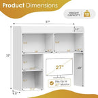 JupiterForce Desktop Bookshelf, Wooden Desktop Hutch Desk Shelf Storage Rack for Home Office, Study, Dorm Room, Multi-Compartment Desktop Organizer (White, 4 Shelves) - Image 3