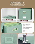 Oterri 2 Pack File Storage Organizer, Filing Box, Portable File Box with Lid, Fit for Letter/Legal File Folder Storage, Document Organizer, Green - Image 2