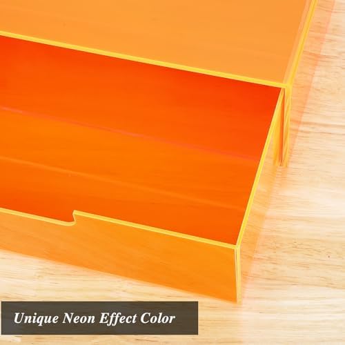 Gelite Acrylic Desk Organizer with Drawer for Makeup Vanity Stackable Desktop Storage Box for Office Supplies, 13.8 x 9.8 x 3.9’’, Neon Orange - Image 3