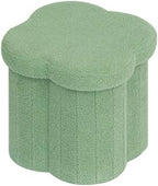 B FSOBEIIALEO Storage Ottoman Cube, 15" Flower Shaped Ottomans, Green by BFSOBEIIALEO