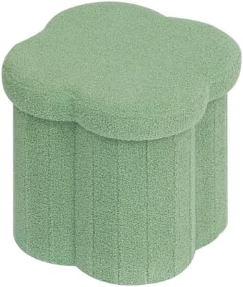 B FSOBEIIALEO Storage Ottoman Cube, 15" Flower Shaped Ottomans, Green by BFSOBEIIALEO