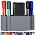 Glassboard Studio Magnetic Dry Erase Marker Holder - Super Strong for Magnetic Glass Whiteboard or Fridge - 2 Large Neodymium Magnets - No Slip Grip - Eco-Friendly PLA Plastic (Steel Gray) by GlassboardStudio