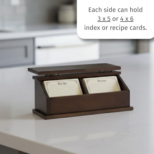 DutchCrafters Solid Brown Maple Wood Double Recipe Card Holder for Baking, Cooking - Kitchen Decor & Organization Box, Holds 4x6 or 3x5 Cards - Amish Made in USA (Earthtone) - Image 6