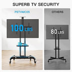PERLESMITH Rolling TV Stand for 32-85 Inch Flat/Curved TVs up to 100 lbs - Image 3