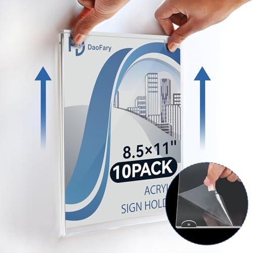 Daofary Acrylic Wall Sign Holder 8.5 x 11, 10 Pack Wall Mount,3-Way Install - Image 6