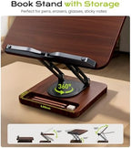 LOXP Book Stand with Storage, 360° Rotating Cookbook Stand, Ergonomic - Image 5